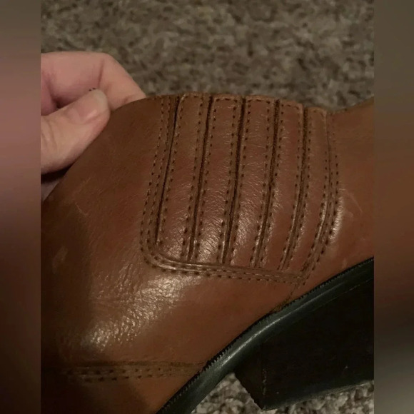Reba Lane Womens Ankle Boots Brown Leather Size 8.5M Western Slip On - Picture 5 of 7